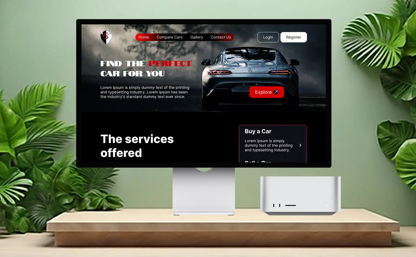 Concept prototype of the dealership trading platform on a desktop display